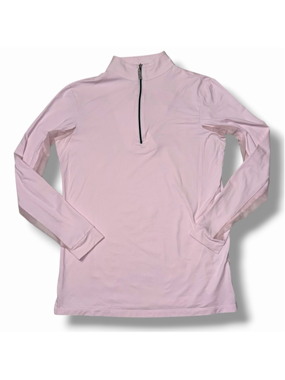 The Tailored Sportsman Womens S Ice Pink/Black Long Sleeve 1/4 Zip Shirt READ